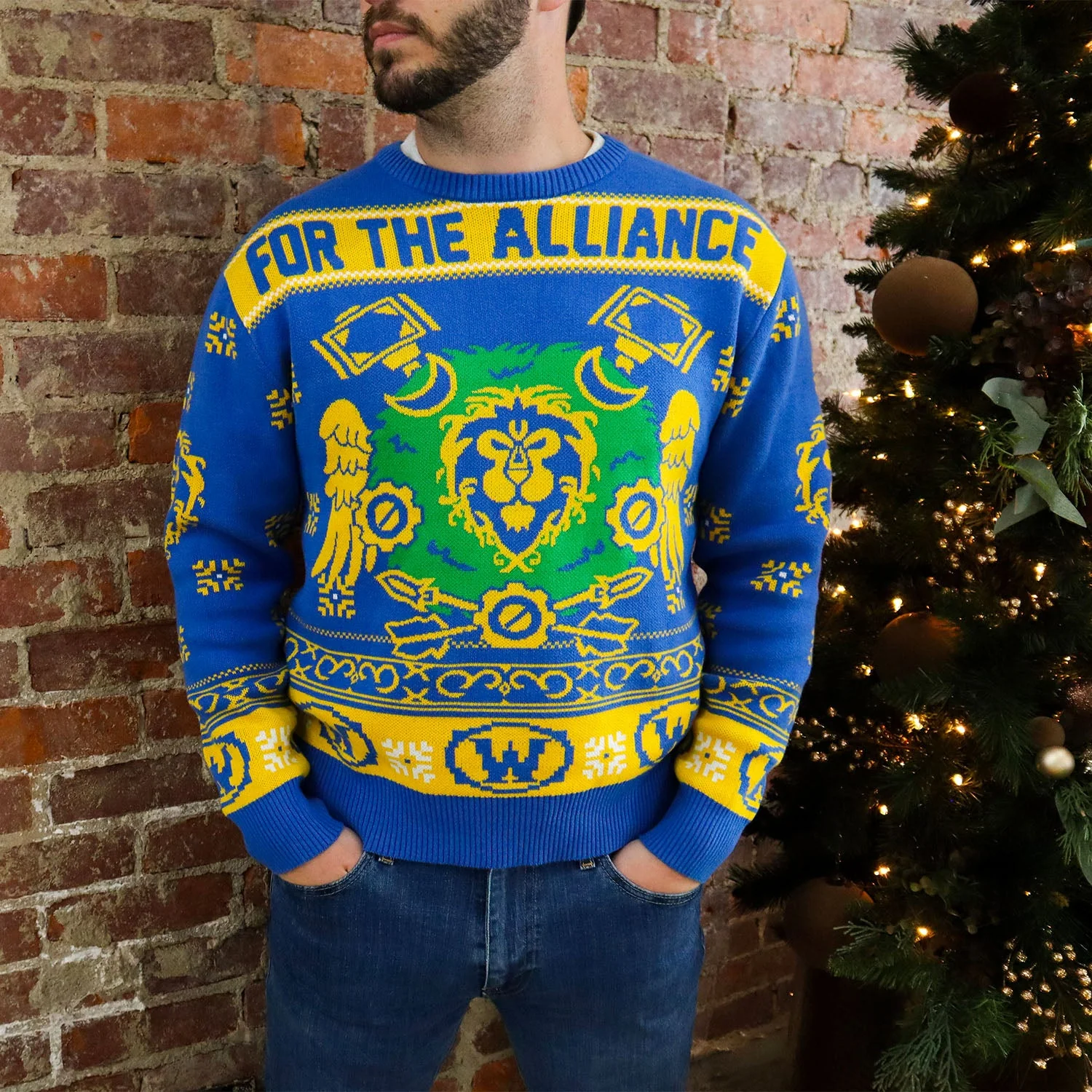 World of Warcraft Alliance Wreath Holiday Sweater - Image 3